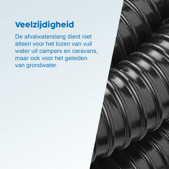 ProPlus Afvalwaterslang - 5 m - Afwatering - Temperatuurbestendig - Flexibel en Uittrekbaar - ø 32 mm - Voor het Geleiden van Afvalwater vanuit caravans/campers, vijvers en zwembaden - Afvoerkanaal - Zwart van ProPlus — afbeelding 3