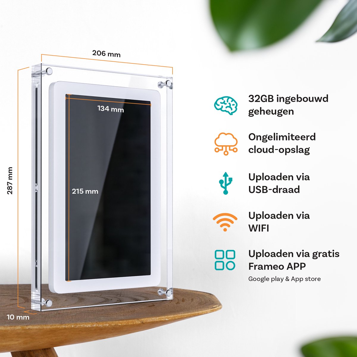 Pora&Co Digitale fotolijst 10.1 inch - Acryl - HD - IPS display - USB-C - Touchscreen thumbnail 5