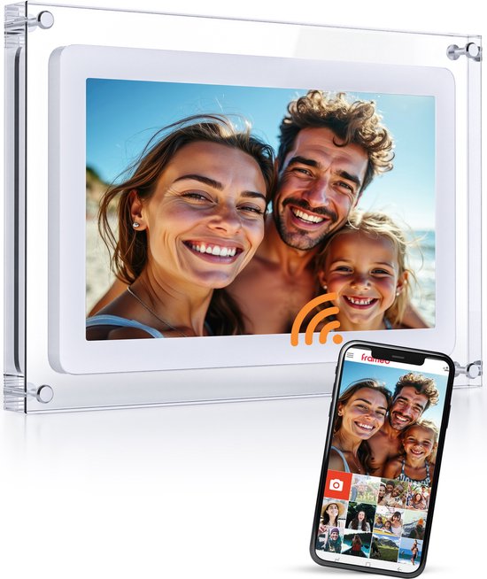Pora&Co Cadre photo numérique 10,1 pouces - Acryl - HD+ - Écran IPS - USB-C - Écran tactile