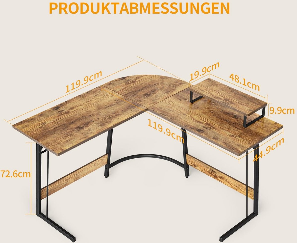 bureau, computerbureau, 120 cm pc-bureau, laptopbureau, studeerkamertafel met planken, groot houten kantoor laptop werkstation, thuis gamingbureau, stevig laptopbureau met Meta bureau, computerbureau, 120 cm pc-bureau, laptopbureau, studeerkamertafel met planken, groot houten kantoor laptop werkstation, thuis gamingbureau, stevig laptopbureau met Meta