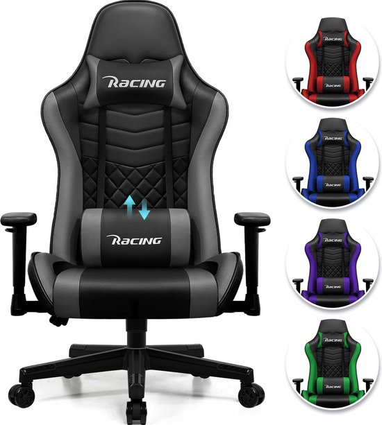 Foto: Elekiatech gaming stoel 90 170 rugleuning gamestoel racing style gaming chair max draaggewicht 150 kg game stoel grijs zwart