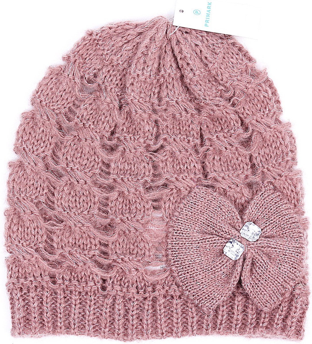 Roze muts met kralen