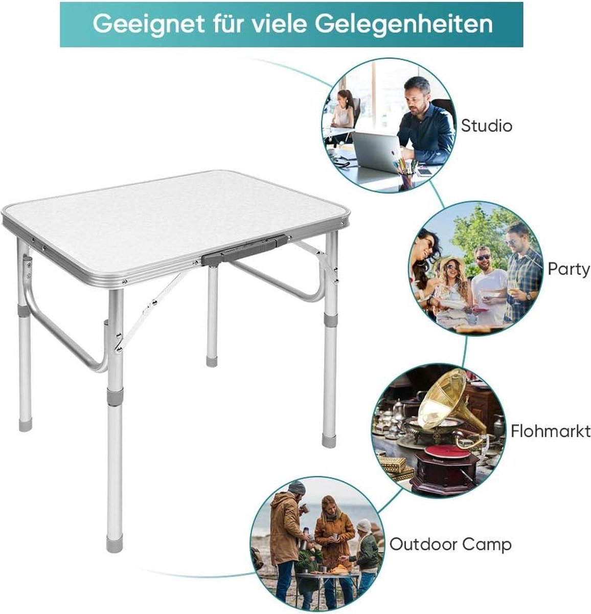 Mojawo XL Aluminium Campingtafel Klaptafel Tuintafel Camping Met Draaggreep Reistafel 80 X 60 X 68 Cm