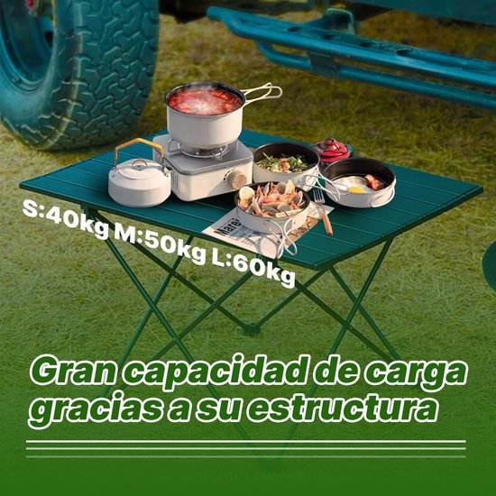 TIMBER RIDGE Opvouwbare campingtafel opvouwbaar aluminium opvouwbaar draagbaar, 108 x 71 cm oprolbare picknicktafel ondersteuning 100 kg 4 voet hoogte verstelbaar 4-6 personen voor tuin buiten BBQ