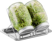Kos Design Kiempotten - XL - RVS - Kiemschaaltje - Kiemglas - Kiemzaden - Kiemtoren - Kiemgroente - Vaatwasser Bestendig - 2 X 1000 ML Potten - Kiemdeksel