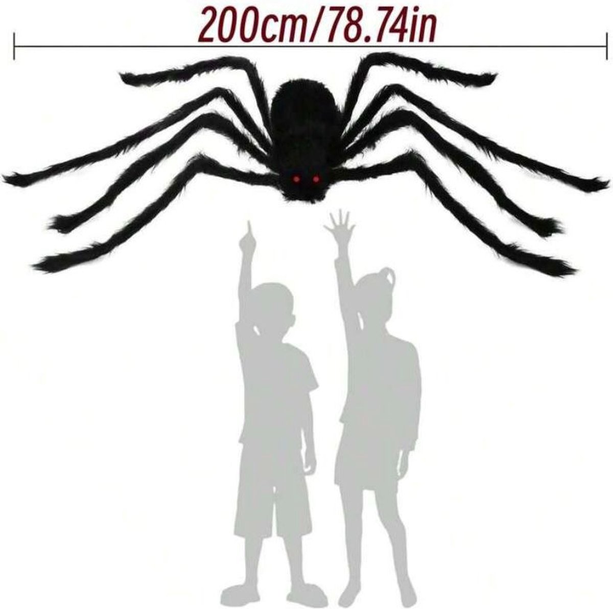 F I K A.® - Gigantische Halloween Spin - 75 cm Zwarte Spin met Rode Ogen - Spookthema Decoratie voor Feesten en Kostuums - Versiering