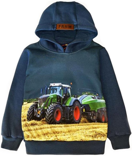 Pull Pull à capuche avec tracteur tracteur Couleur bleu taille 122/128 Heel sympa !