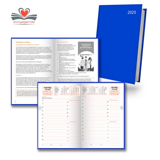 ZorgAgenda 2025 met periodevermelding - 1 dag per pagina - veel schrijfruimte en informatie voorin - voorzien van 4-wekelijkse perioden