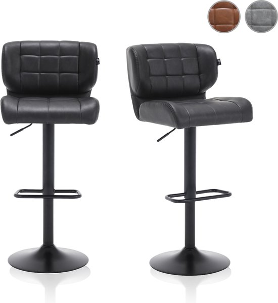 Meisterhome Barkruk set van 2 – in hoogte verstelbare barstoel, draaikruk, keukenstoelen met voetensteun, kunstleer en roestvrij staal, gestoffeerde zitting, barkruk, bruin