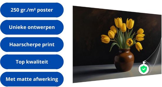 Bouquet de fleurs sur un rebord - Affiche Pieter Faes - Décoration murale Fleurs - Décoration murale Nature - Décoration murale classique - Affiches salon - Affiche d'art mural 60x40 cm