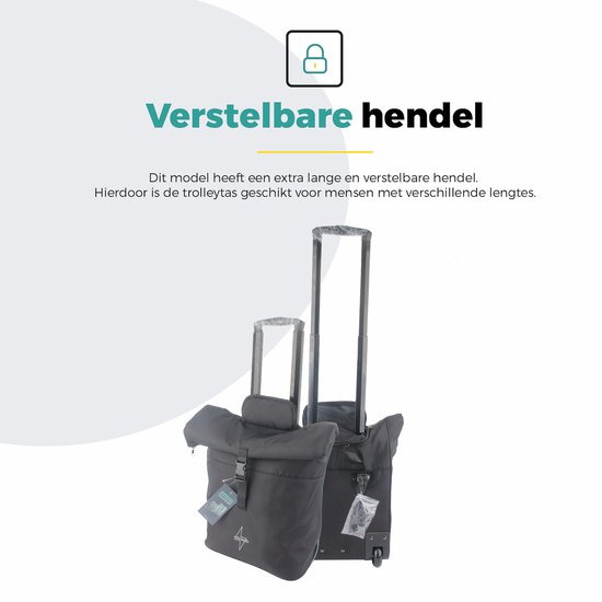 Voltano Fietstrolley Tas 2.0 - Fietstas en Trolley in 1 - Zwart - Laptopvak - 18-28 Liter - Verstelbare Lange Hendel - Luxe Bevestiging Systeem van Voltano — afbeelding 2
