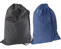 Bluvardi katoenen waszakken set van 2 stuks - XXL -marine blue-antracit