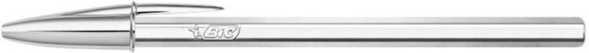 Bic - balpen Cristal Zilver met dop - zwart- 2 stuk