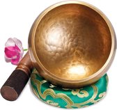 Grote Originele Tibetaanse Klankschaal – 13cm. Klankschaal Set met Klepel en Klankschaalkussen in Lokta Papieren Geschenkdoos. Singing Bowl uit Tibet