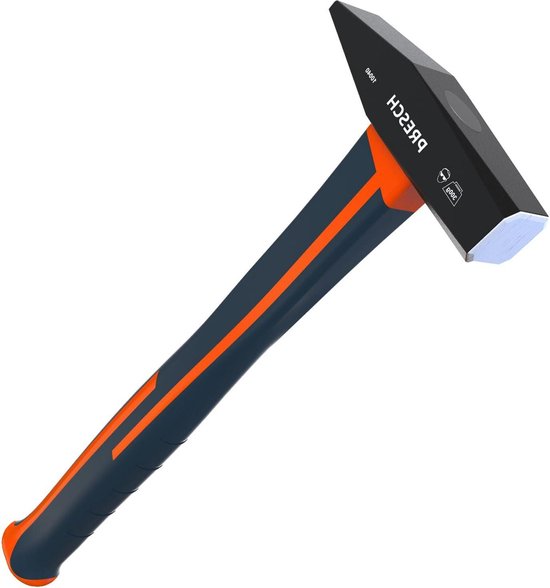 Mivos Slotenmaker hamer 1500g met 2K glasvezel steel - hamer met gesmede stalen kop en steel van robuust glasvezel - ingenieurshamer 1500g - DIN 1041 - slotenmaker gereedschap