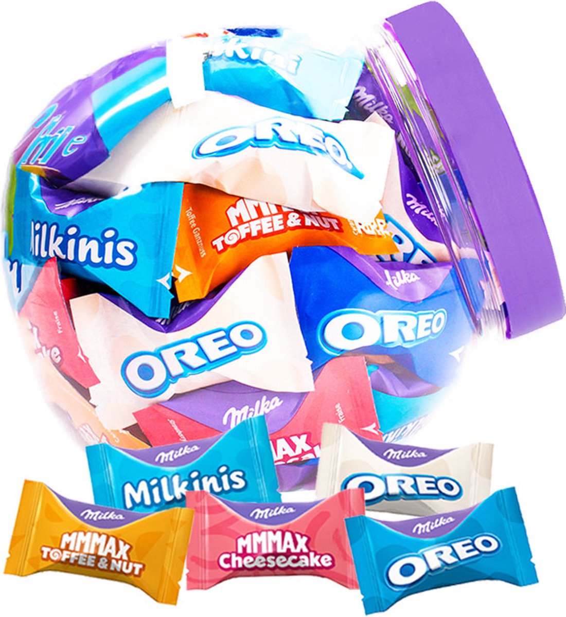 Milka Favourites chocolademix - 5 smaken - Toffee & Nut, Oreo, Cheesecake & Milkini - mini chocolade - 500g