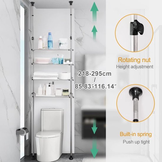 A.M.C. Ruimtebesparende badkamerplank met gaten voor wasmachine 3 planken zwart robuust