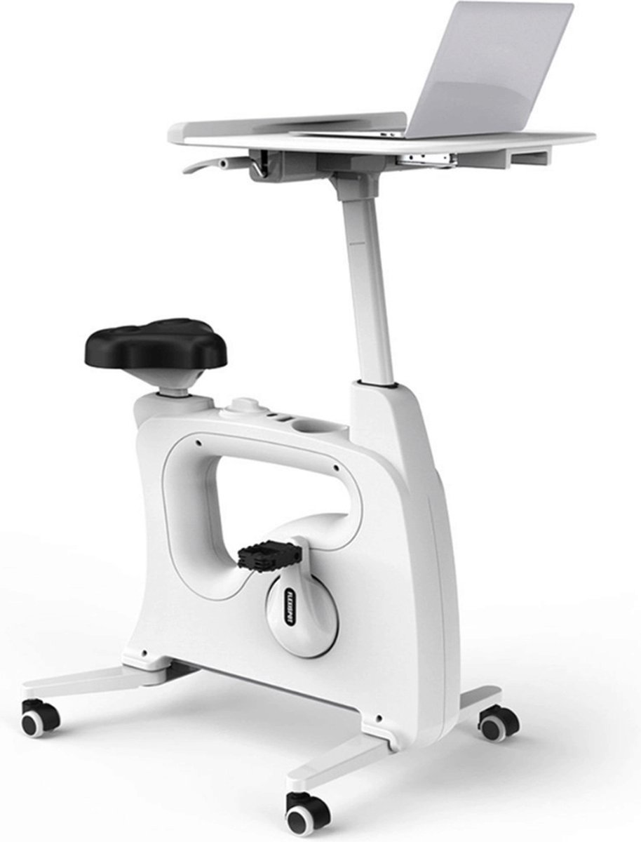 Bol.com Worktrainer - Flexispot - Afm. 91 x 58 x 110-125 cm - Werkblad 49 x 49 cm - Bureaufiets met laptoptafel Deluxe - LCD sch... aanbieding