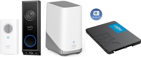 Eufy Video Doorbell E340 met chime + HomeBase 3 S380 + 240GB SSD voor 3 jaar opslag - Bundelvoordeel