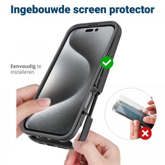 Coque Antichoc Noire Odeydo Pour IPhone 16 Pro - Neuf Sous Blister - Support Intégré, Installation Facile