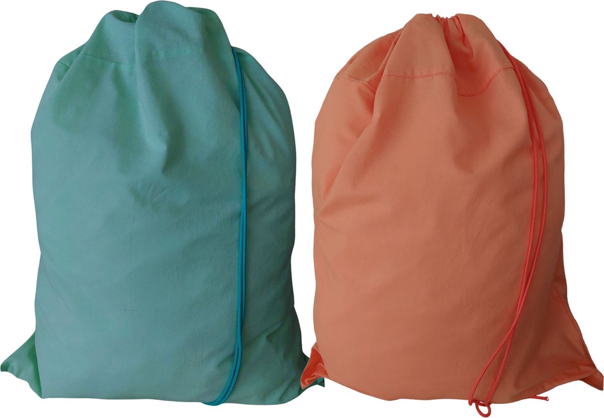 Goedkoopste Bluvardi katoenen waszakken set van 2 stuks - XXL -green - orange