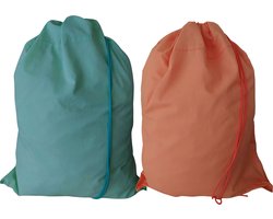 Bluvardi katoenen waszakken set van 2 stuks - XXL -green - orange