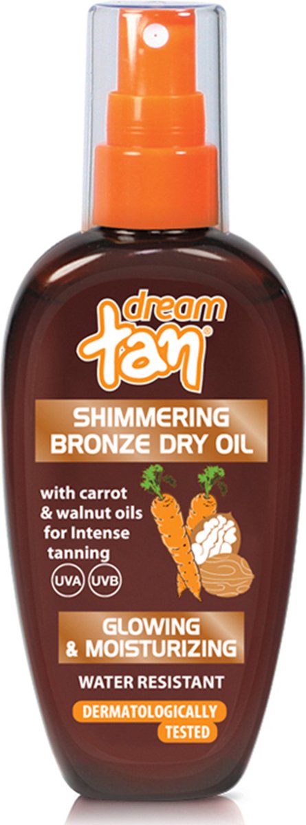 Goedkoopste Dream Tan Shimmering Bronze Dry Oil 100ml - Snelle Bruining met Hydratatie & UV-bescherming voor Gezicht en Lichaam