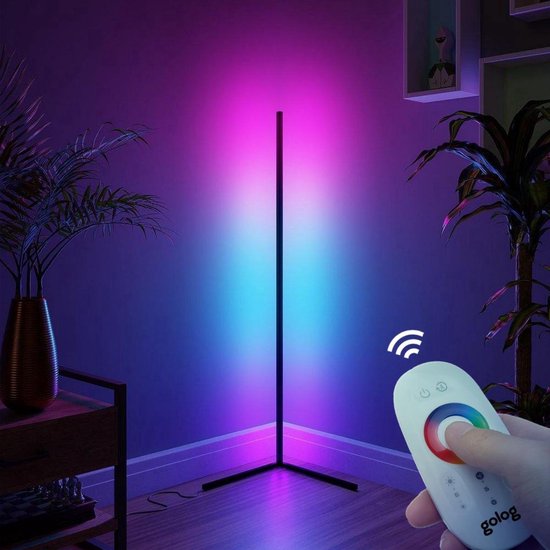 TACAHE Minimalistische hoekvloerlamp - 2700K-6500K dimbaar LED-nachtlampje - moderne staande sfeerlamp met afstandsbediening voor woonkamer, slaapkamer - 57 12W - goud