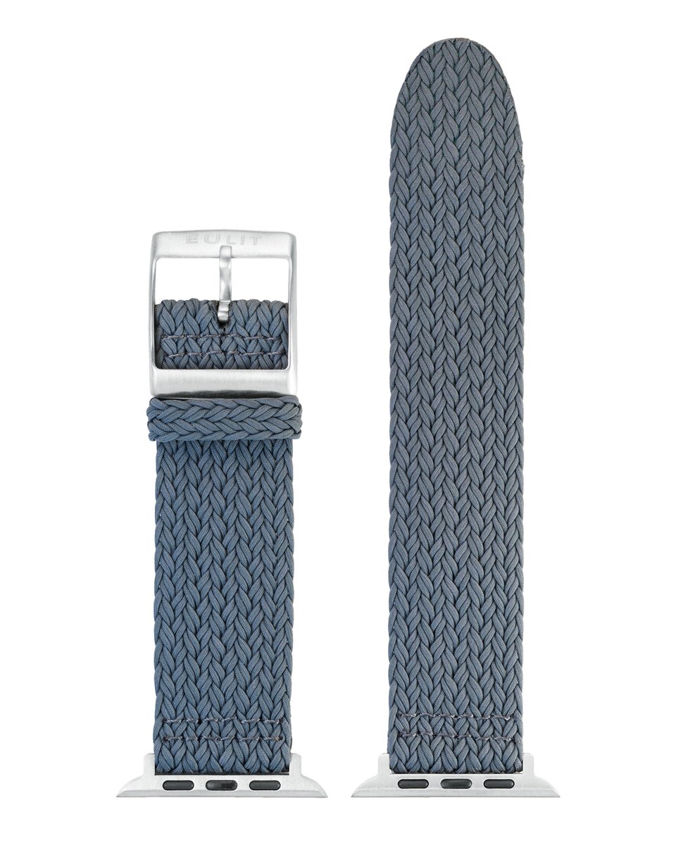 EULIT perlon horlogeband geschikt voor Apple Watch 38-40-41 maat - Serie 1-2-3-4-5-6-7-8-9-10 + SE - palma pacific smart - 20 mm - grijs - metalen mat gesp - incl.adapter