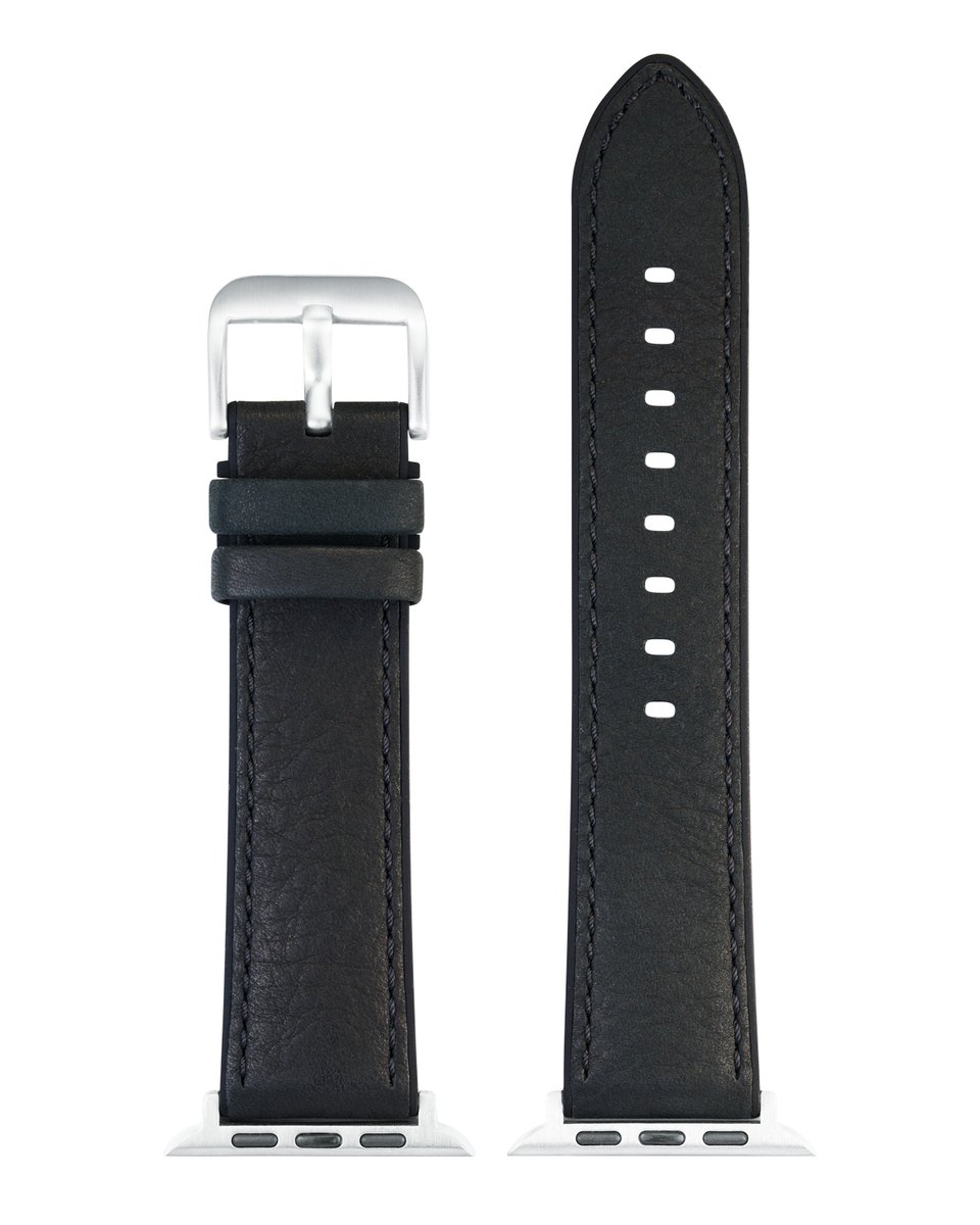 EULIT horlogeband geschikt voor Apple Watch 42-44-45-46 maat - Serie 1-2-3-4-5-6-7-8-9-10 + SE - eutec smart - 22 mm - zwart - metalen gesp - incl. adapter