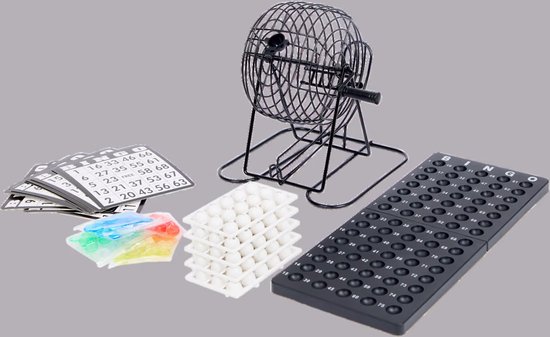 Bingo Spel - Bingomolen - Bingoballen - Bingo kaarten - Fiches - Spelbord - Bingo molen - Metaal - Lotto Kinderspel