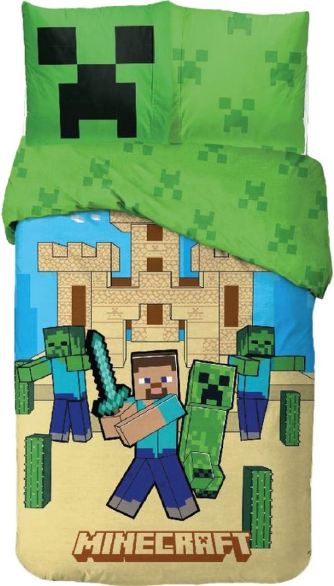 Minecraft - Dekbedovertrek - 140x200 Cm - 100% Katoen – Eenpersoons
