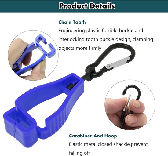 UMILKI Brandweerhandschoenhouder, 2Pcs Handschoenhouder Riem, Handschoenhouder voor Brandweermannen, Handschoenklemmen met Metalen Karabijnhaak voor het Ophangen van Werkhandschoenen, Noodhandschoenen