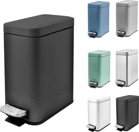 MSV - Cosmetische Afvalbak Voor In De Badkamer - Roestvrij Staal Met Verwijderbare Binnenemmer - Elegante Pedaalemmer - Compact en Praktisch - Blauw - 3L