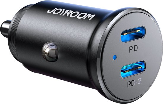Joyroom Mini Autolader Dubbele Snellader 2x USB-C 30W - Zwart