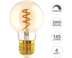 EGLO LED Lamp - E27 - Ø 6 cm - G60 - Amber - 2000K - Dimbaar