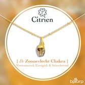 Collier Bixorp Citrine Chakra - Acier inoxydable plaqué or - Pendentif pierre précieuse brute - 36 cm + 8 cm réglable