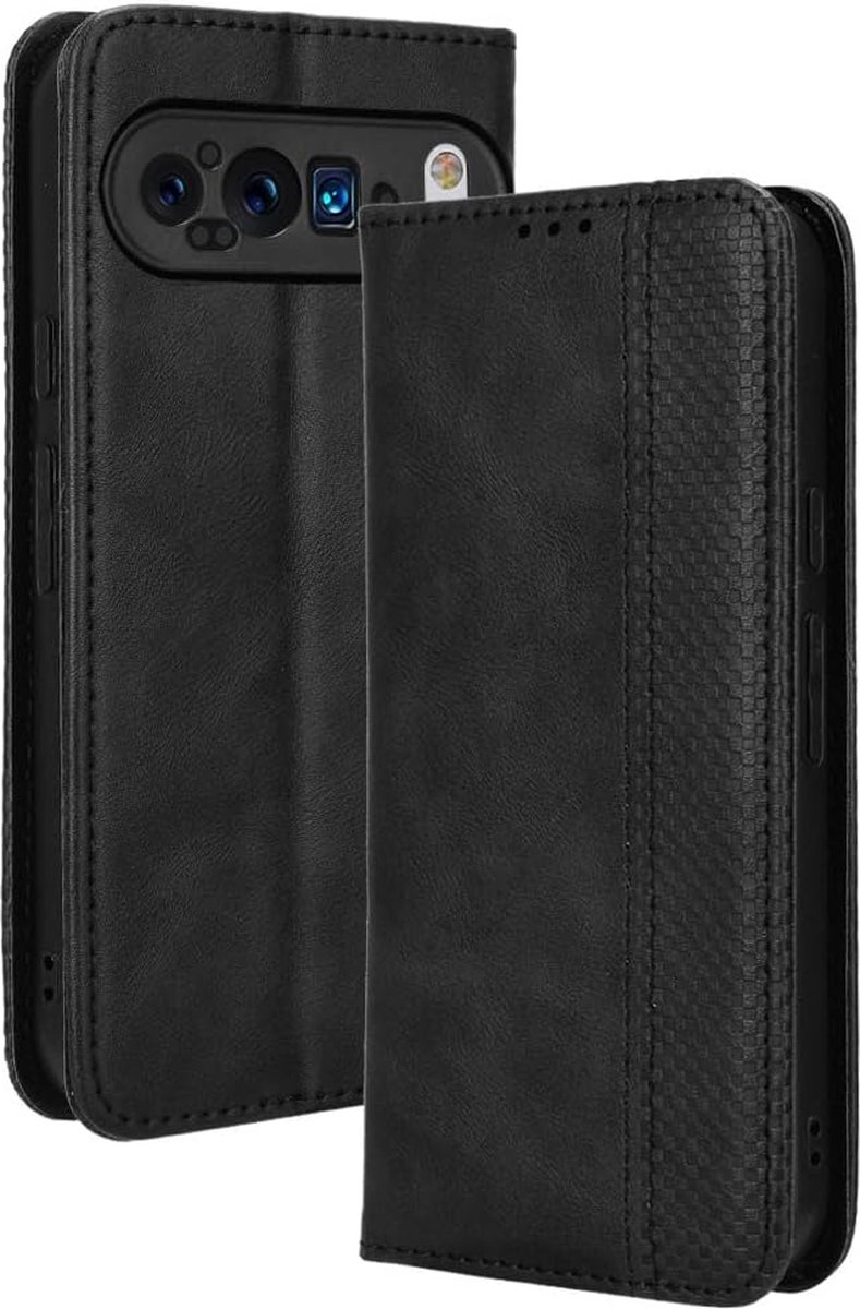 Geschikt voor Google Pixel 9 - Magnetisch - Book Case Hoesje - Zwart