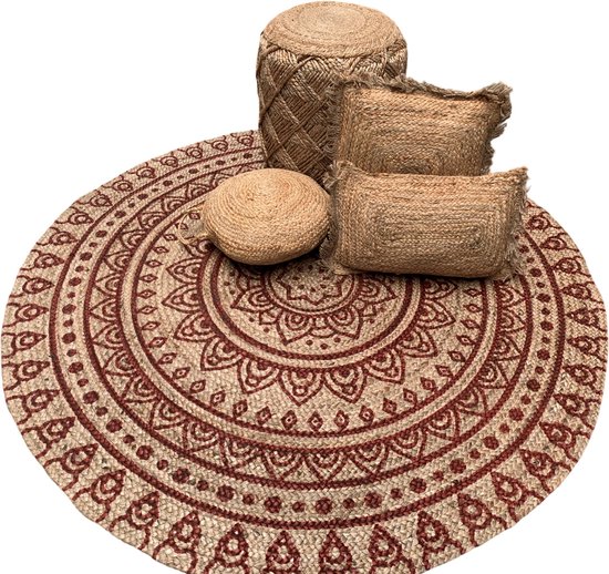 Jute vloerkleed - Looma Rond Bruin/Naturel