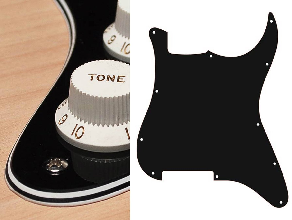 Boston ST-400-B pickguard, Stallion, no holes (only screw holes), 4 ply, black
