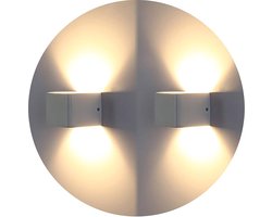 2 Stuks - Ledwandlampen voor Binnen - Up Down Verlichting - Wit Hoogwaardig Aluminium - 7 W Energieklasse A+ 2700 K Warmwit Licht - Stijlvolle en Efficiënte Wandlampen - Modern Design - Eenvoudige Installatie - Ideaal voor Woonkamer, Slaapkamer en Ga