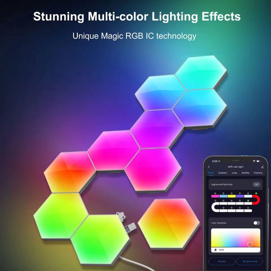 TM Hexagon touch wandverlichting - binnenverlichting - creatieve wandverlichting - 6 stuks