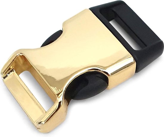 Ganzoo Alumaxx cierres de clip para pulseras paracord, set de 2 piezas metálicas 5/8 (15 mm) para collares de perro, ranura 15x3 mm, dimensiones 38x20 mm, fundición de zinc, acabado dorado