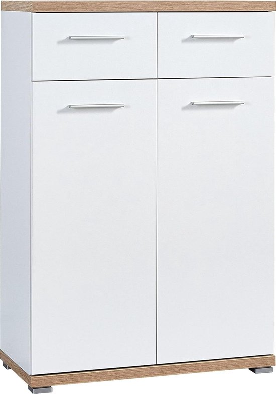 Foto: Schoenenkast met spiegel germania 3190 178 gw top wit sonoma eiken 74x110x37 cm schoenenkast met spiegel