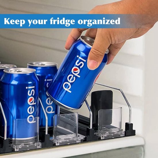 Frisdrankblikje-organizer voor Koelkast, Drank Automatische Duwer Automatische Duwer Glijbreedte Verstelbaar 12oz 16oz 16.9oz 20oz Koelkast Frisdrankblikje-organizer voor Drank