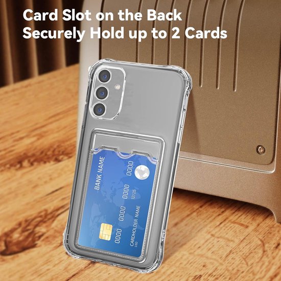 BixB Coque avec Porte-Cartes et Protecteur d'écran en Verre trempé adapté pour Samsung Galaxy S24 - Coque arrière Antichoc - Transparente