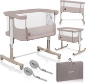 Lionelo Aurora 3in1 Co-sleeper - Babybedje tot 9 kg - Meegroeibed - 4 wielen met rem - Campingbedje – Verstelbare Hoogte – Ademend Gaas – Inclusief Matras & Transporttas – Afneembare Bekleding