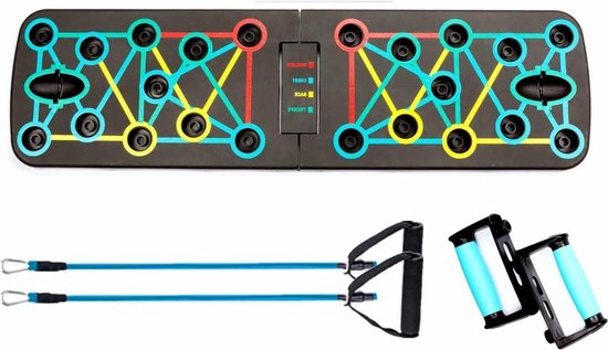Surplex 41-in-1 halterplank met intelligente telling en weerstandsbanden, opvouwbaar, kleurgecodeerd, voor spiertraining, sport, gym