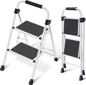 2-trapladder Vouwladder - Lichtgewicht Draagbare Trapladder voor Thuisgebruik - Veilig en Duurzaam - Compact Opvouwbaar - Handige Hulp bij Klussen en Huishoudelijke Taken
