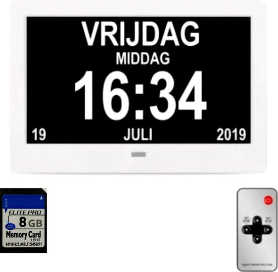 Dementieklok - Incl. 8 GB SD kaart - Alzheimerklok -...